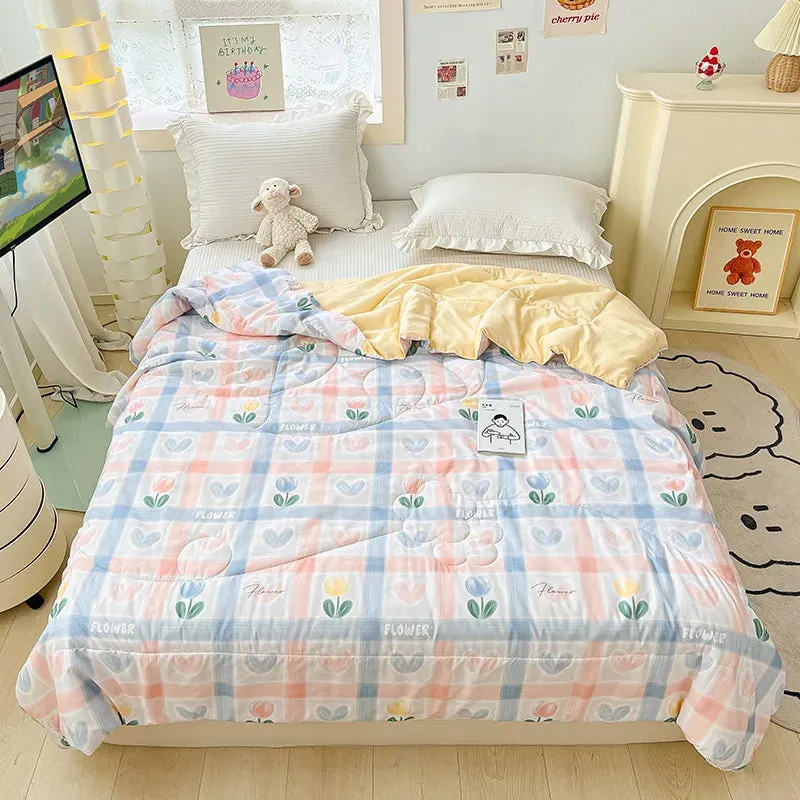 SINOTAO  -  Cute Dinosaur Quilts Summer Spring Breathable Polyester Cotton Twin Full Size Bed Blanket Soft Thin Boys Girls Home Textile