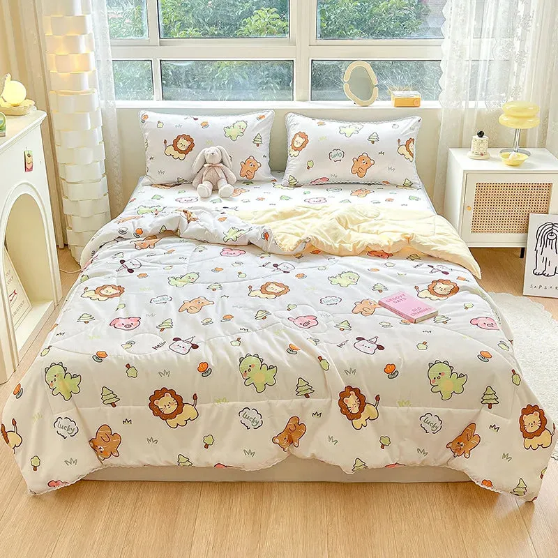 SINOTAO  -  Cute Dinosaur Quilts Summer Spring Breathable Polyester Cotton Twin Full Size Bed Blanket Soft Thin Boys Girls Home Textile