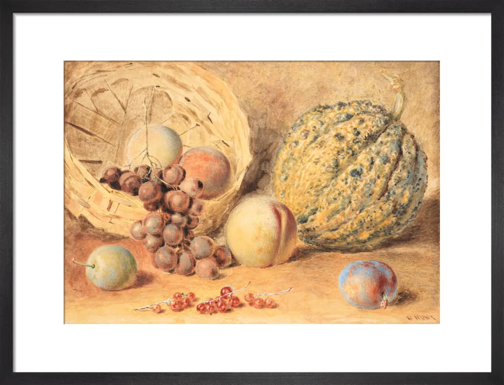 William Henry Hunt, Basket with melon, peaches, grapes and plums